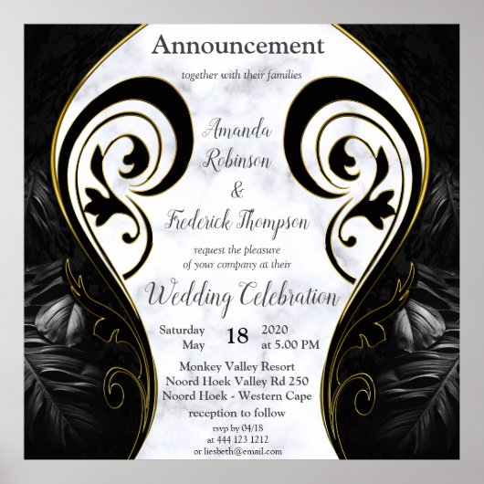 Modern White - Marble Black Abstract Poster (Voorkant)