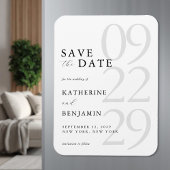 Modern White Minimalist Wedding Save the Date Magneet