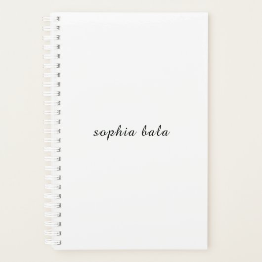 Modern White Monogram Minimalist Design Planner (Voorkant)