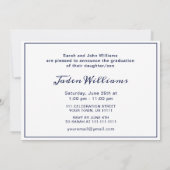 Modern White Navy Blue FOTO Afstuderen Kaart (Achterkant)