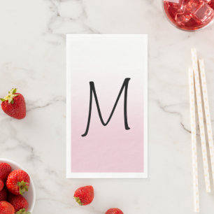 Modern White Ombre Monogram Servet