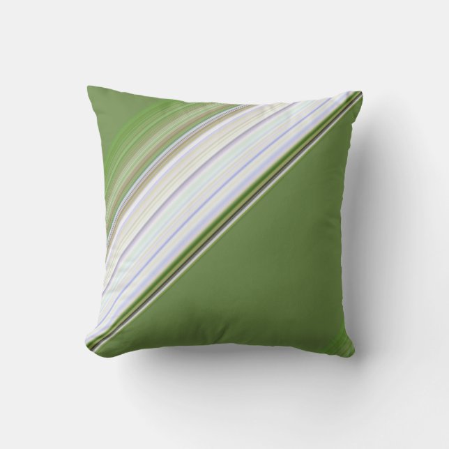 Modern White op Green Stripe Buitenkussen (Voorkant)