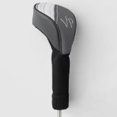 Modern White op grijs monogram Golfheadcover (Schuin)