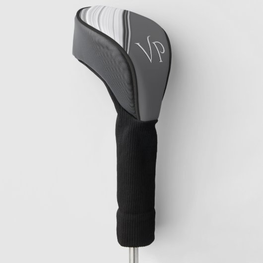Modern White op grijs monogram Golfheadcover (Schuin)