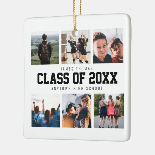 Modern White Photo Collage Afstuderen Keepomwille Keramisch Ornament (Links)