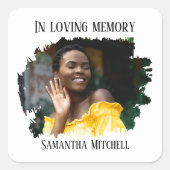 Modern White Photo Funeral Vierkante Sticker (Voorkant)