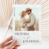 Modern White Photo Wedding Kaart