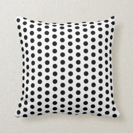 Modern White Polka Dots on Black Kussen