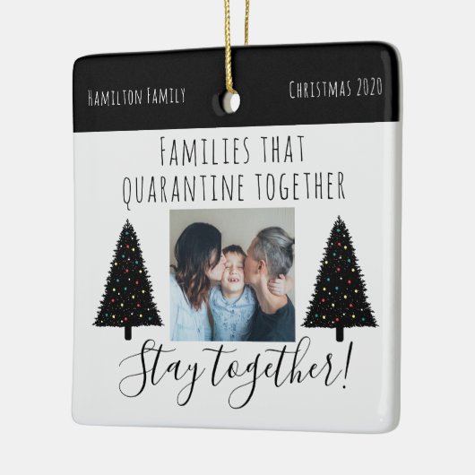 Modern White Quarantine Photo Funny Kerstmis 2020 Keramisch Ornament (Links)