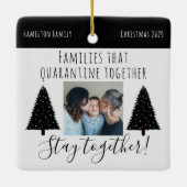 Modern White Quarantine Photo Funny Kerstmis 2020 Keramisch Ornament (Achterkant)