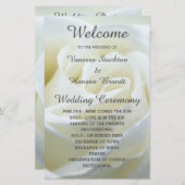 Modern White Rose Wedding Programme (Voorkant / Achterkant)