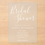 Modern White Script Bruids Douche Uitnodiging Acryl Uitnodigingen (Voorkant)