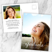 Modern White Script Foto Overlay Afstudeerfeest Uitnodiging Briefkaart