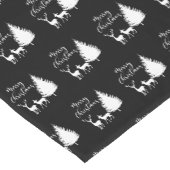 Modern White Script "Merry Kerstmis" en Deer Korte Tafelloper (Hoek)