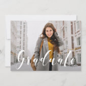 Modern White Script Photo Afstuderen Kaart (Voorkant)