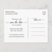Modern White Script Wedding Sla de datum op w / FO Aankondigingskaart (Achterkant)