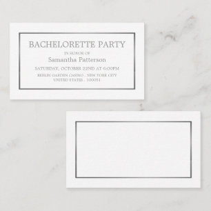 Modern White & Silver Bachelorette Party Ticket