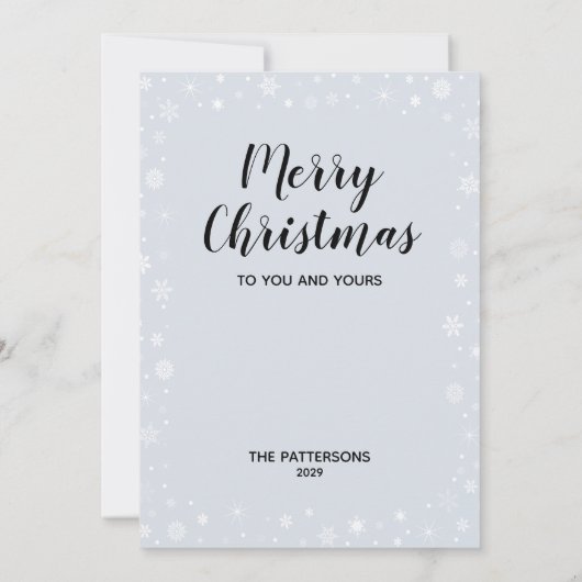 Modern White Snowflake Photo Merry Kerstry (Achterkant)