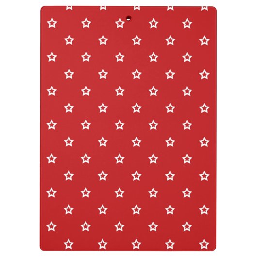 Modern White Stars Pattern op Red Personalized Klembord (Achterkant)