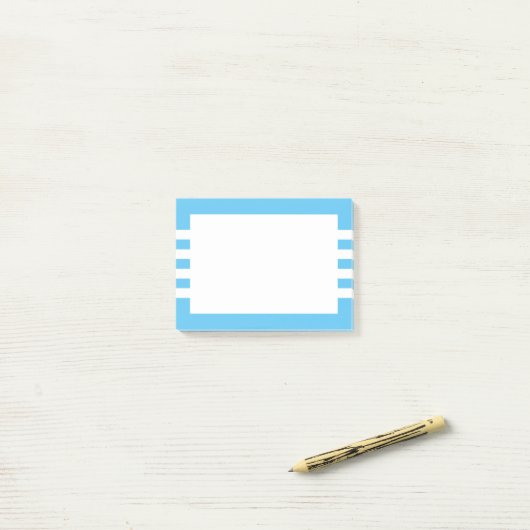 Modern White Stripes Sky Blue Post-it® Notes (Op bureau)