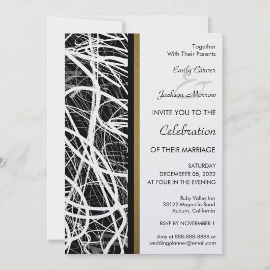Modern White Swirl Wedding Invitation (Devant)