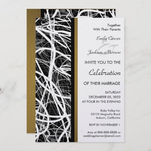 Modern White Swirl Wedding Invitation (Devant / Derrière)