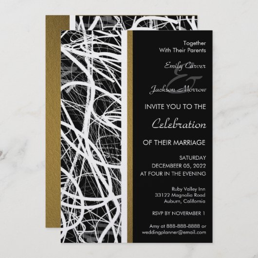 Modern White Swirl Wedding Invitation (Devant / Derrière)