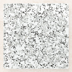 Modern White Terrazzo Glazen Onderzetter