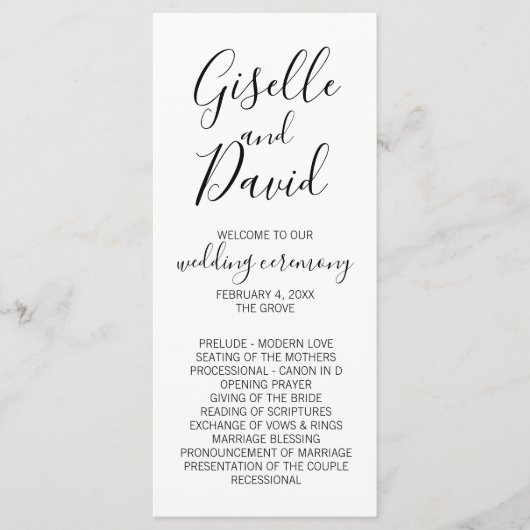 Modern White Wedding Ceremony Program Programma (Voorkant)