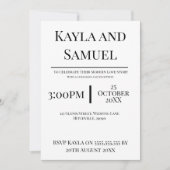 Modern White Wedding Invitation with Black Text (Devant)