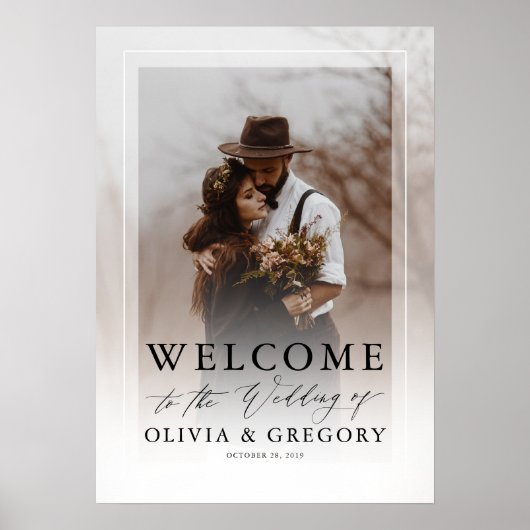 Modern White Wedding Photo Welcome Sign Poster (Voorkant)