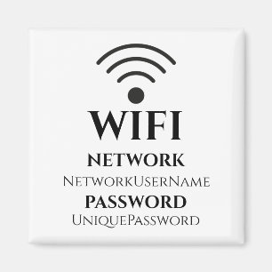Modern WiFi-netwerk en wachtwoord Magneet