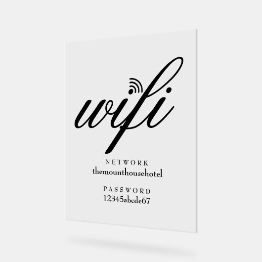 Modern Wifi Network and Password Sign (Angle)