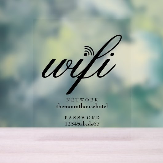 Modern Wifi Network and Password Sign Acryl Bord (Neutraal)
