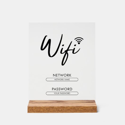 Modern Wifi Password Network Acryl Bord (Voorkant)
