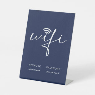 Modern WiFi-scriptnetwerk Wachtwoord Navyblauw Reclamebord Met Voetstuk