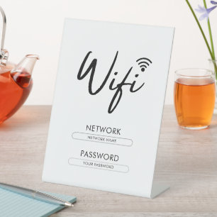 Modern Wifi Wachtwoord Netwerk Reclamebord Met Voetstuk