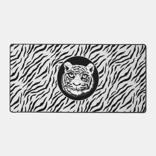 Modern Wild White Tiger Pattern Bureaumat (Voorkant)