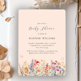 Modern, Wildbloem, Baby shower Kaart