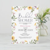 Modern Wildbloemen Bridal Shower Kaart (Staand voorkant)