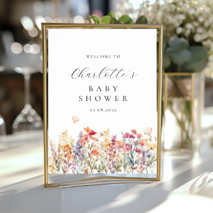 Modern, wilde bloem Baby shower Welkom Poster