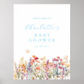 Modern, wilde bloem Baby shower Welkom Poster (Voorkant)