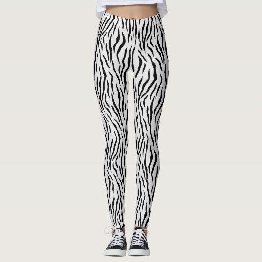 Modern Wilde White Tiger Pattern-Leggings Leggings (Voorkant)