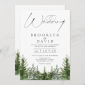 Modern Wilderness Pine Trees minimalistisch huweli Kaart (Voorkant / Achterkant)