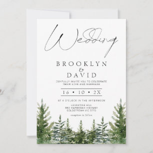 Modern Wilderness Pine Trees minimalistisch huweli Kaart