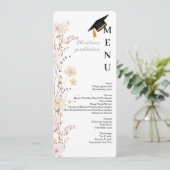 Modern Wildflower Afstudeerfeest diner menu (Staand voorkant)