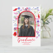 Modern Wildflower Arch Afstuderen Foto Aankondiging (Staand voorkant)