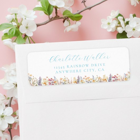 Modern, Wildflower Baby shower adres Etiket