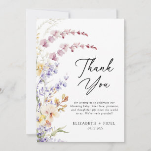Modern Wildflower Baby shower Bedankkaart