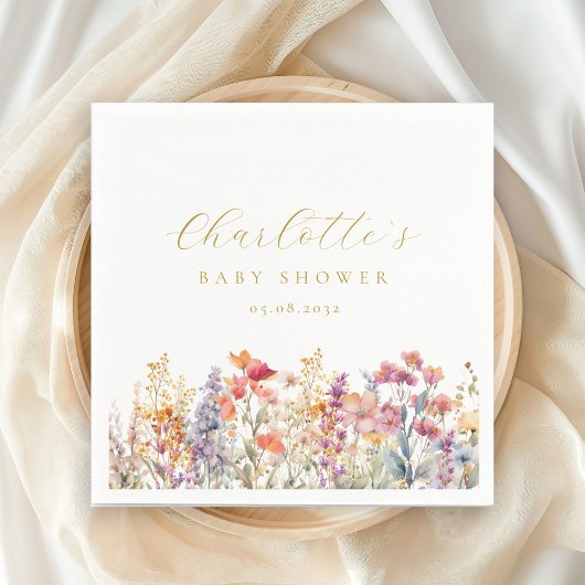 Modern, Wildflower Baby shower Servet